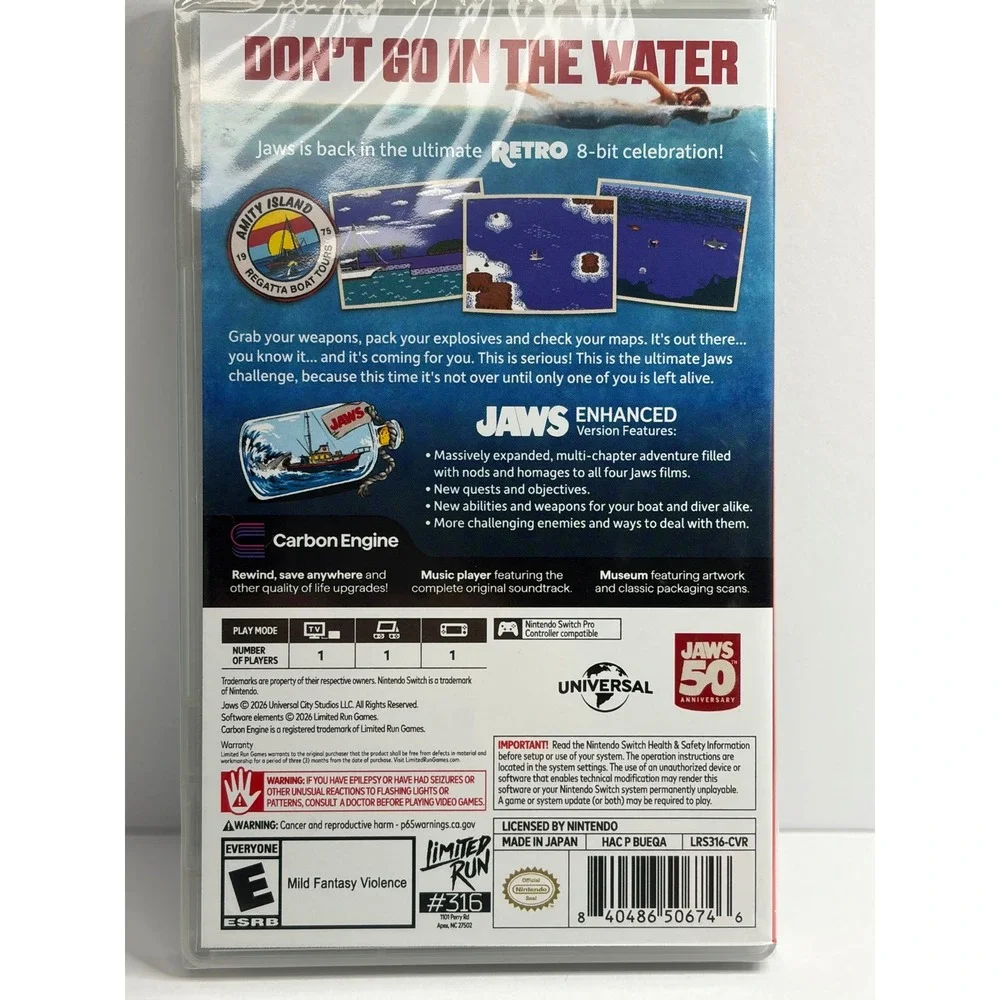 Jaws Retro Edition Nintendo Switch Limited Run Games LRG 316 New Sealed Physical